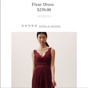 Bordeaux Red BHLDN Hithero Fleur Anthropologie Dress Size 2